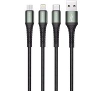 JELLICO kabelis B11 3w1 3.1A 1.2M Melns