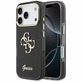 Guess IML 4G Script Metal maciņš for iPhone 17 Pro - melns