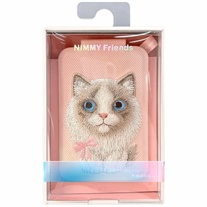 Nimmy New Big-Eye Cute Pets 2.0 Cat MagSafe magnētiskais karšu maciņš tālrunim ar statīvu – rozā