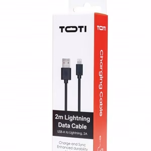 SEEK TOTI USB-A uz Lightning, 2 m PVC datu kabelis 2A (ne-MFI), melns