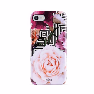 Puro Glam Geo Flowers Pink Peonies vāciņš ierīcei iPhone SE (2020 / 2022) / 8 / 7 / 6s