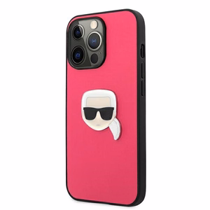Karl Lagerfeld Leather Ikonik Karl's Head Metal чехол для iPhone 13 Pro / 13 6.1" - розовый