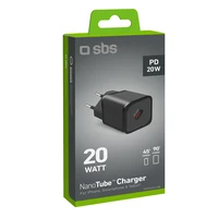SBS TETRGAN1C20K 20W GaN USB-C sienas lādētājs ar Power Delivery - melns