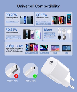 Choetech PD5007 USB-C PD 30W GaN sienas lādētājs - balts