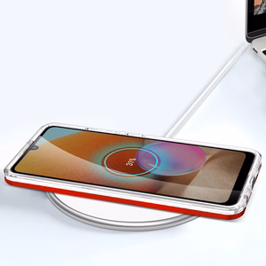 Caurspīdīgs 3in1 viedtālruņa apvalks Samsung Galaxy A32 5G rāmja gēla vāks sarkans
