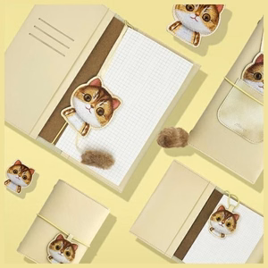 NIMMY komplekts 2in1 piezīmju grāmatiņa + pildspalva BIG EYED PET 2.0 Kaķis haki