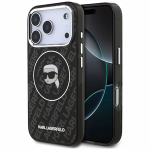 Karl Lagerfeld IML Karl Galvas Logotips Magnētiskais viedtālruņa apvalks iPhone 17 Pro Max - Melns