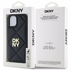 DKNY Quilted Stack Logo viedtālruņa apvalks iPhone 15 - melns