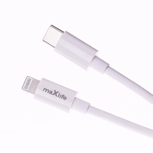 Maxlife MXTC-06-20C PD QC lādētājs 1x USB-C 20W balts + USB-C - Lightning kabelis 20W
