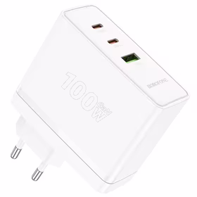 Borofone sienas lādētājs BN11 Imperial - USB + 2xType C - QC 3.0 PD 100W balts