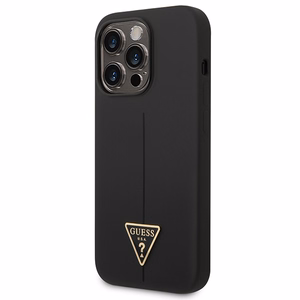 Guess GUHCP14XSLTGK iPhone 14 Pro Max 6.7" melns cietais silikona viedtālruņa apvalks Triangle