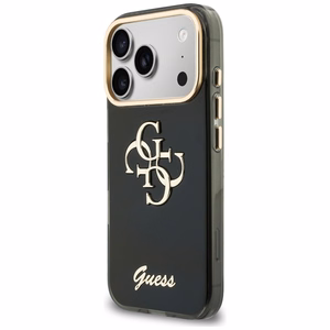 Guess IML 4G Script Metal maciņš modelim iPhone 17 Pro Max / 18 Pro Max – krāsa: melna