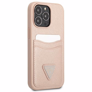 Guess GUHCP13LPSATPP iPhone 13 Pro/13 6.1" розовый/розовый жёсткий чехол SaffianoTriangle Logo Cardslot