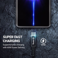 Crong Armor Link - 100W PD 5A USB-C to USB-C kabelis 120cm (melns)