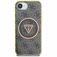 Guess IML Metal Glitter 4G Circle Triangle magnētiskais viedtālruņa apvalks iPhone 16e - brūns