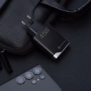 FORCELL F-ENERGY GaN III B245201(2C) īpaši plāns ceļojumu lādētājs 2 x Type C + USB A PD QC4.0 3A 45W melns