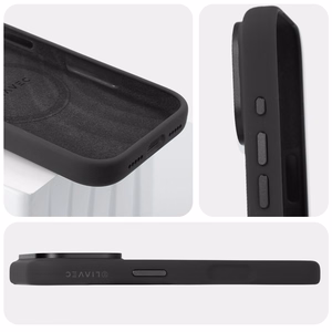 Liavec Silky vāciņš ar metāla kameras ietvaru, paredzēts iPhone 18 Pro/17 Pro, melns