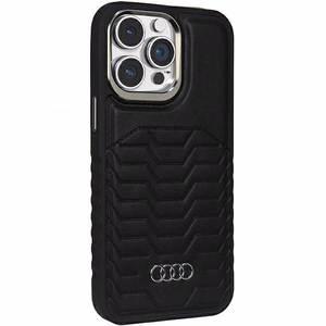 Audi Sintētiskās ādas viedtālruņa apvalks ar Magnētisko iPhone 15 Pro Max - melns