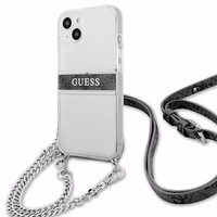 Guess GUHCP13SKC4GBSI iPhone 13 mini 5.4" Caurspīdīgs cietais apvalks 4G Pelēks Siksna Sudraba Ķēde
