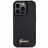 Guess Sequin Script Metal viedtālruņa apvalks iPhone 13 Pro Max - melns