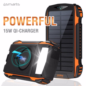 4smarts TitanPack UltiMag izturīga ārējā baterija ar saules paneli, 20 000 mAh – melna un oranža