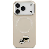 Karl Lagerfeld Karl & Choupette piespraužu magnētiskais viedtālruņa apvalks iPhone 17 Pro Max - bēšs