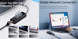 ORICO PW3UR-U3 3-Port USB Sadalītājs ar RJ45 Port