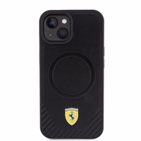 Ferrari FEHMP15SPTEK iPhone 15 6.1" melns/melns cietais apvalks Carbon Metal Logo MagSafe