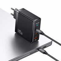 USAMS Tīkla lādētājs 2xUSB-C+1xUSB T52PD140W PD Fast Charging US-CC168 + kabelis U82 USB-C/USB-C US-SJ581 240W melns/black UM Series UMXLOGTC01
