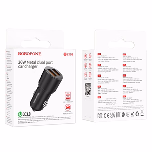 Auto lādētājs Borofone BZ19B 2xUSB-A QC3.0 36W melns