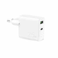 Puro 25W Power Delivery USB-A USB-C sienas lādētājs - balts