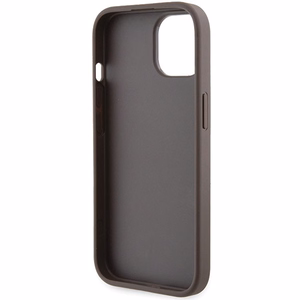 Guess viedtālruņa apvalks ar statīvu Grip Stand 4G Triangle Strass iPhone 15 - brūns