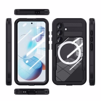 Ūdensizturīgs apvalks SHELLBOX MARS ar metāla gredzenu, paredzēts SAMSUNG S25, melns