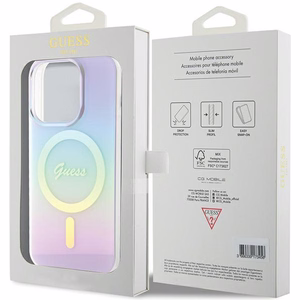 Guess GUHMP15LHITSU iPhone 15 Pro 6.1" violeta/violeta cietais apvalks IML Iridescent Magnētiskais