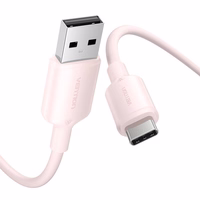 USB 2.0 A uz USB-C 3A kabelis Vention CTQPH 2M (rozā)
