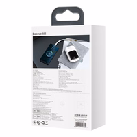 Baseus Qpow ar digitālo indikatoru portatīvais lādētājs ar ātru uzlādi 20000mAh 22.5W QC/PD/SCP/FCP ar iebūvētu USB-C kabeli balta