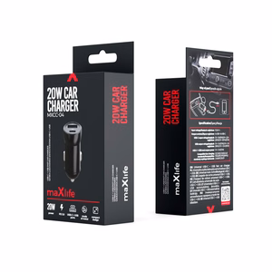 Maxlife MXCC-04 PD QC car charger 1x USB-C 1x USB 20W black