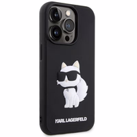 Karl Lagerfeld KLHCP14X3DRKHNK iPhone 14 Pro Max 6.7" melns/melns cietais viedtālruņa apvalks Rubber Choupette 3D