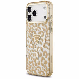 Guess Leopard Glitter MagSafe Чехол для iPhone 17 Pro Max - коричневый