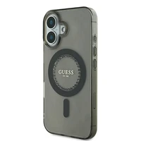 Guess IML Rhinestones Magnētiskais viedtālruņa apvalks iPhone 16 Plus - melns