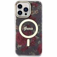 Guess GUHMP14XHCFWSA iPhone 14 Pro Max 6.7" zaļš cietais viedtālruņa apvalks Flower Magnētiskais