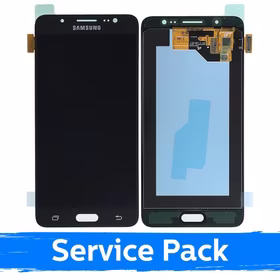 LCD Displejs Saderīgs ar Samsung J510 2016 J5 Melns (Service Pack)