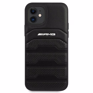 AMG ādas apvalks ar iespiestām līnijām iPhone 12 mini - melns
