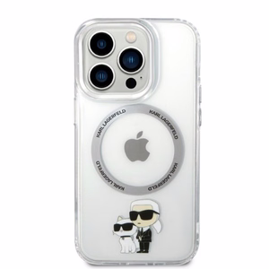 Karl Lagerfeld Ikoniskais Karl&Choupette Magnētiskais viedtālruņa apvalks iPhone 14 Pro - caurspīdīgs