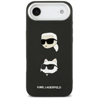 KARL LAGERFELD viedtālruņa apvalks IPHONE 17 Air, ar magnētisko MagSafe, (KLHCP17MPSFDHPOK, FW Grained PU W/ K&C Heads Pins & Logo) melns