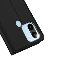 Dux Ducis Skin Pro viedtālruņa apvalks Xiaomi Redmi A1+ ar atveramu vāciņu, maku ar kartēm un statīvu - melns