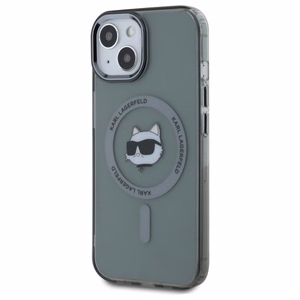 Karl Lagerfeld KLHMP15SHLSCHK iPhone 15 6.1" melns cietais viedtālruņa apvalks IML Metal Choupette Head Magnētiskais (MagSafe)