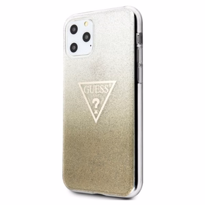 Guess GUHCN65SGTLGO cietais maciņš iPhone 11 Pro Max Glitter Triangle – zeltains