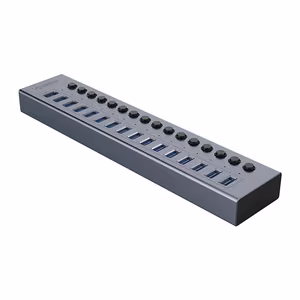Orico BT2U3-16AB Sadalītājs 16x USB-A 3.0 ar slēdžiem - pelēks