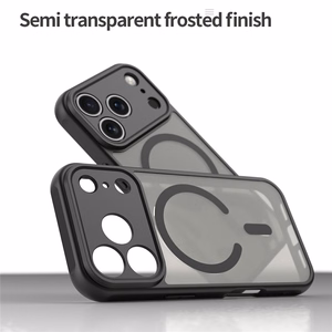 Melns magnētisks matēts PC un TPU vāciņš iPhone 18 Pro / 17 Pro, izturīgs pret kritieniem